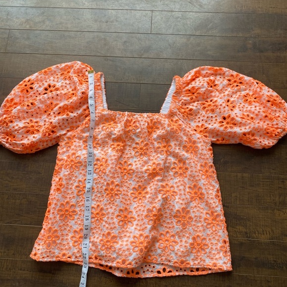 Lily Pulitzer Kerrigan cantaloupe Flutter Sleeve Eyelet top - Picture 7 of 16